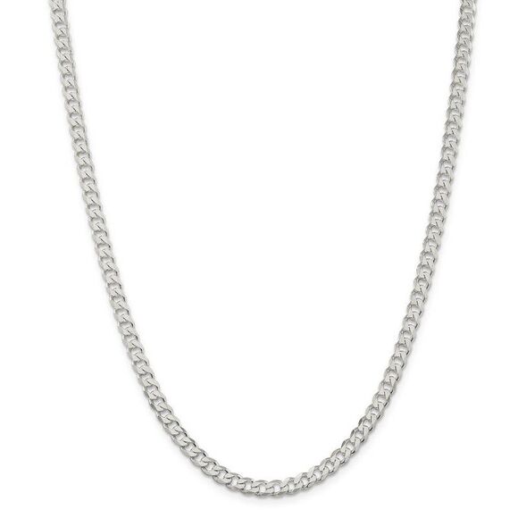 4.5mm Sterling Silver Solid Classic Curb Chain Necklace, 30 Inch - Picture 3 of 8